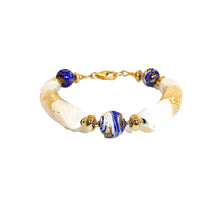 Load image into Gallery viewer, Murano (Venetian) glass &amp; gold bracelet (smaller size) with cobalt
