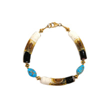 Load image into Gallery viewer, Murano (Venetian) glass &amp; gold bracelet with Castle Dome turquoise
