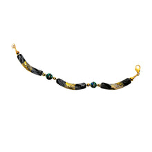 Load image into Gallery viewer, Murano (Venetian) glass black, gold &amp; green bracelet
