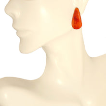Load image into Gallery viewer, Large red-orange oyster shell teardrop post earrings
