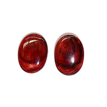 Load image into Gallery viewer, Large red oyster shell oval post earrings
