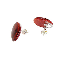 Load image into Gallery viewer, Large red oyster shell oval post earrings
