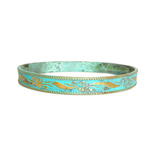 Load image into Gallery viewer, Blue patina vintage-style stackable brass bangles - 2 sizes
