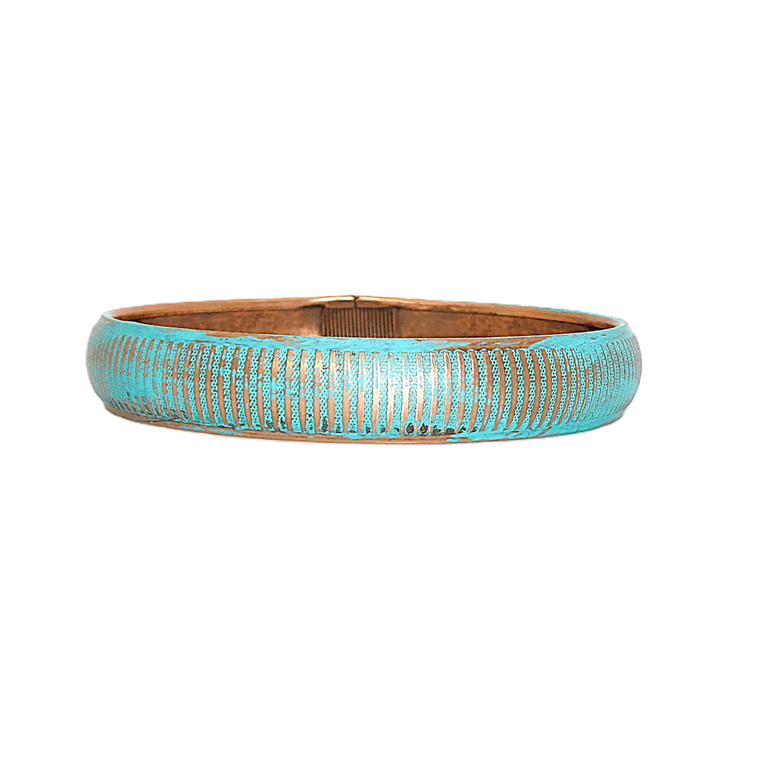 Blue patina vintage-style copper bangle
