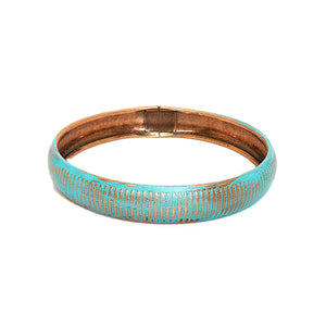 Blue patina vintage-style copper bangle