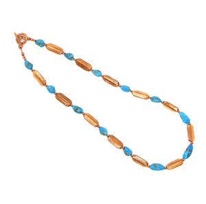 Castle Dome turquoise pebbles & copper tube necklace