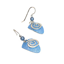 Load image into Gallery viewer, Blue &amp; silver lightweight metal fashion earrings
