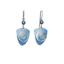 Load image into Gallery viewer, Blue &amp; silver lightweight metal fashion earrings
