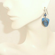 Load image into Gallery viewer, Blue &amp; silver lightweight metal fashion earrings
