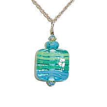 Load image into Gallery viewer, Turquoise, handmade lampwork bead &amp; crystal pendant necklace
