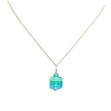 Load image into Gallery viewer, Turquoise, handmade lampwork bead &amp; crystal pendant necklace
