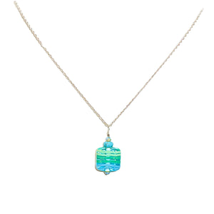 Turquoise, handmade lampwork bead & crystal pendant necklace