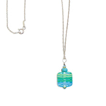 Load image into Gallery viewer, Turquoise, handmade lampwork bead &amp; crystal pendant necklace
