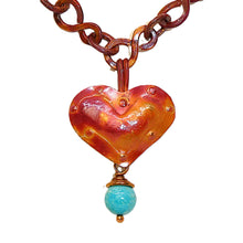 Load image into Gallery viewer, Sleeping Beauty turquoise (Globe, AZ) &amp; red copper pendant necklace
