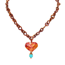 Load image into Gallery viewer, Sleeping Beauty turquoise (Globe, AZ) &amp; red copper pendant necklace
