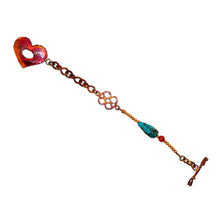 Load image into Gallery viewer, Turquoise, apple coral &amp; red copper bracelet with heart &amp; arrow
