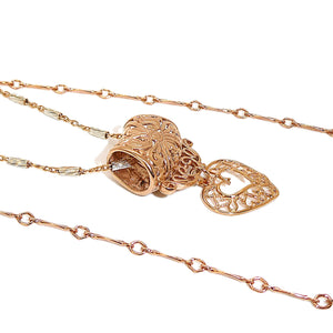 Extra-long 2-strand rose gold & sterling pendant chain necklace