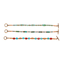 Load image into Gallery viewer, Turquoise &amp; gemstone bracelets in copper &amp; patina - set of 3
