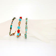 Load image into Gallery viewer, Turquoise &amp; gemstone bracelets in copper &amp; patina - set of 3
