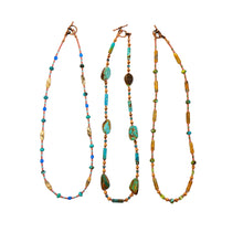 Load image into Gallery viewer, Turquoise &amp; gemstone necklaces in copper - set of 3
