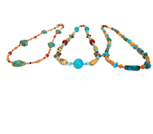 Load image into Gallery viewer, Turquoise &amp; gemstone necklaces in copper - set of 3
