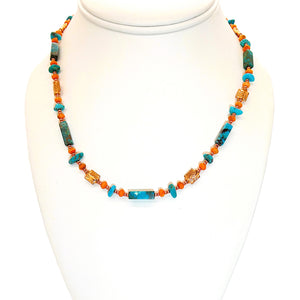 Turquoise & gemstone necklaces in copper - set of 3