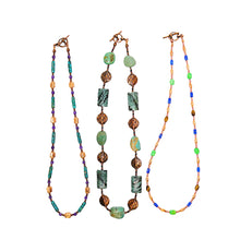 Load image into Gallery viewer, Turquoise &amp; gemstone necklaces in copper - set of 3
