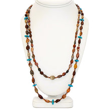 Load image into Gallery viewer, Kingman turquoise &amp; fossil coral necklace in copper (2-strand)
