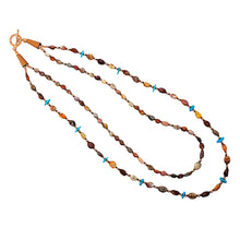 Load image into Gallery viewer, Kingman turquoise &amp; fossil coral necklace in copper (2-strand)
