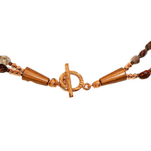 Load image into Gallery viewer, Kingman turquoise &amp; fossil coral necklace in copper (2-strand)
