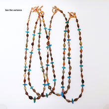 Load image into Gallery viewer, Kingman turquoise &amp; fossil coral necklace in copper
