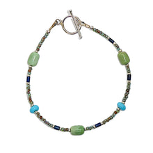 Load image into Gallery viewer, Sleeping Beauty turquoise, alunite, &amp; azurite-malachite (Arizona-mined) gemstones bracelet
