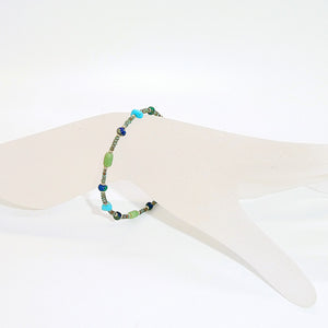 Sleeping Beauty turquoise, alunite, & azurite-malachite (Arizona-mined) gemstones bracelet