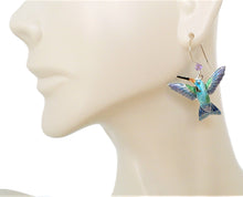Load image into Gallery viewer, Broadbill hummingbird earrings on sterling French wires - USA made
