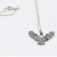 Load image into Gallery viewer, Celestial moon &amp; stars &quot;spirit&quot; sterling silver owl pendant necklace
