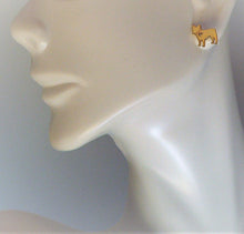 Load image into Gallery viewer, Cute dog with heart post earrings - 14k GP over sterling
