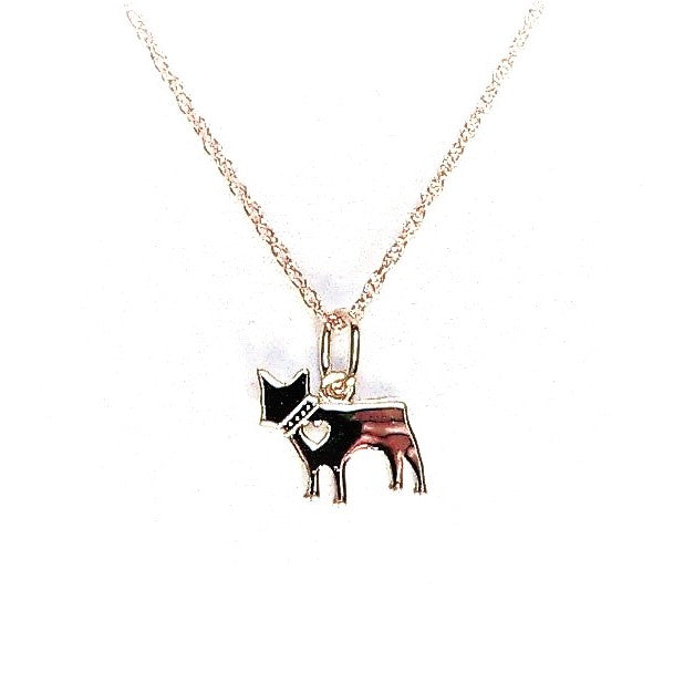 Cute dog with heart pendant necklace - 14K GP/sterling & GF