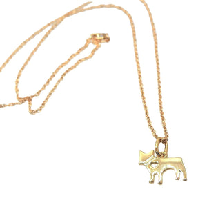 Cute dog with heart pendant necklace - 14K GP/sterling & GF