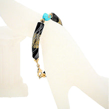Load image into Gallery viewer, Murano (Venetian) glass &amp; gold bracelet with Kingman turquoise
