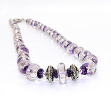 Load image into Gallery viewer, Amethyst &amp; rose amethyst in sterling silver necklace
