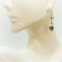 Load image into Gallery viewer, Prasiolite, smoky quartz &amp; sterling earrings with French wires
