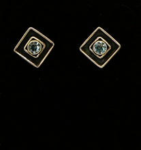 Load image into Gallery viewer, Brilliant cut amethyst, peridot, or Swiss blue topaz diamond-shape sterling post earrings
