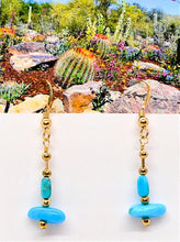 Load image into Gallery viewer, Kingman turquoise 14k gold-filled earrings on French wires
