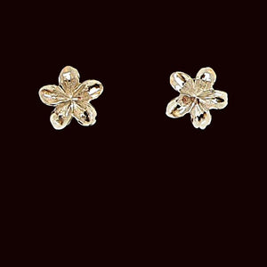 Sterling silver plumeria flower post stud earrings - made in USA