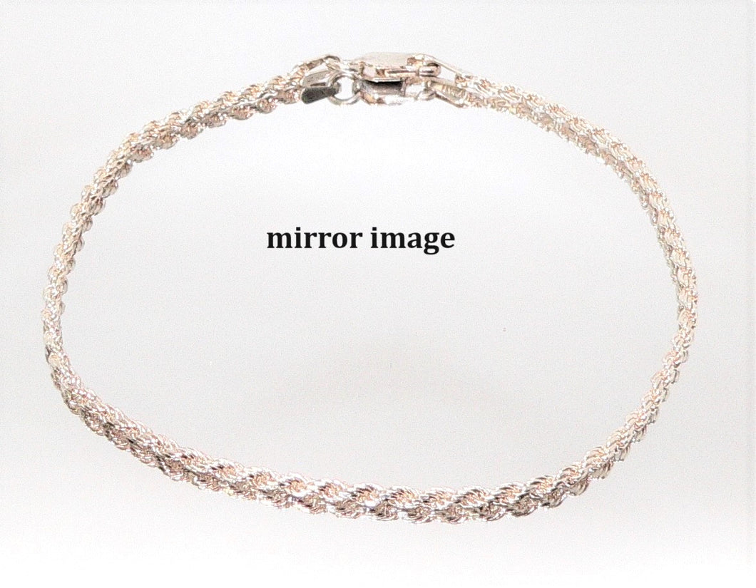Sterling silver 8-inch rope chain bracelet