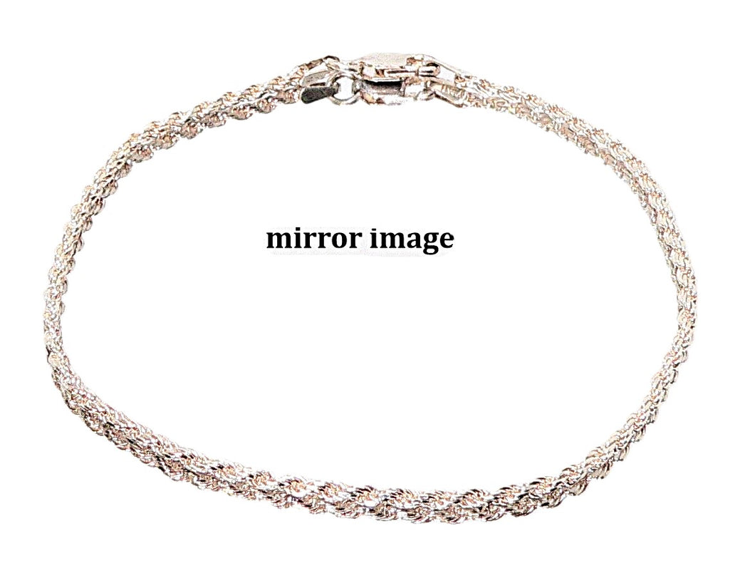 Sterling silver 8-inch rope chain bracelet