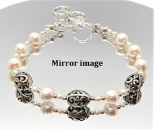 Load image into Gallery viewer, Freshwater pearl &amp; sterling silver fancy bead bracelet
