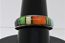 Load image into Gallery viewer, Native American Navajo turquoise &amp; multi-inlay ring, size 6.5
