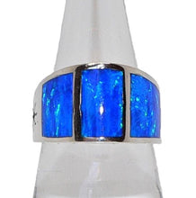 Load image into Gallery viewer, Native American handmade wide opal inlay &quot;mountain&quot; ring (size 9.5)
