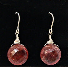 Load image into Gallery viewer, Strawberry quartz earrings with sterling French wires
